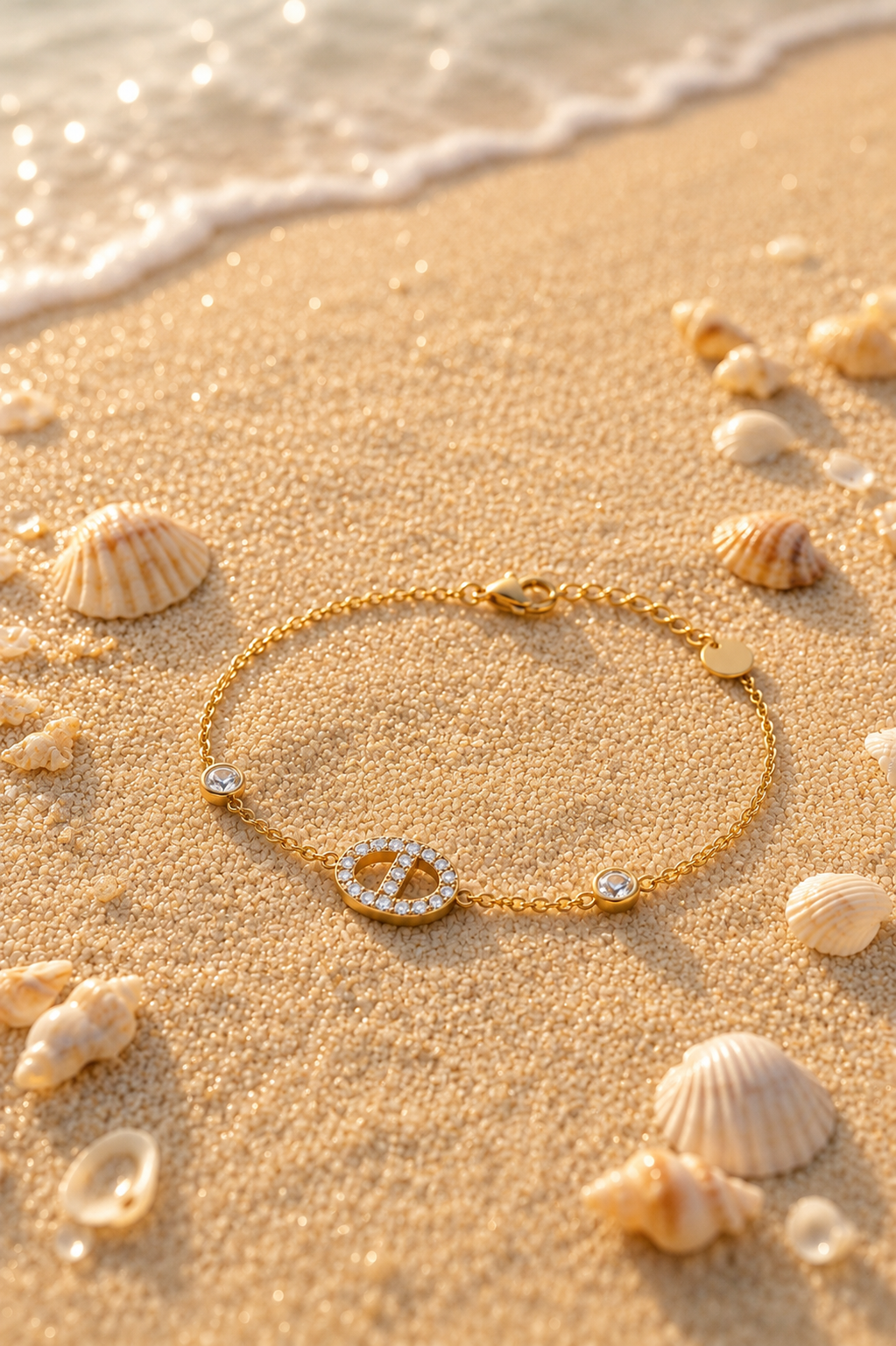 Bracelet Riviera - Acier inoxydable et zircons scintillants doré