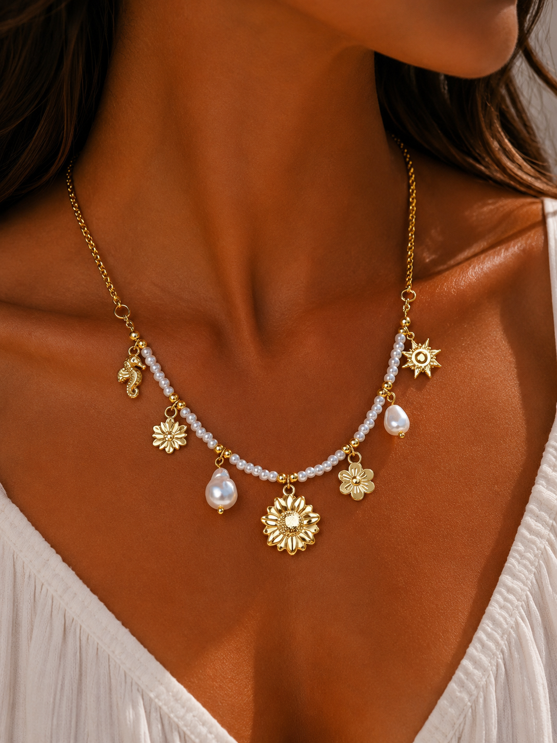 ✨ Collier multi-breloques & perles Éloria – Esprit bohème lumineux ✨