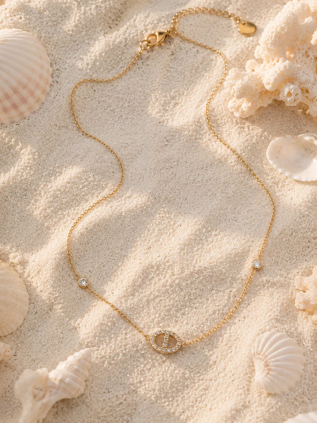 Collier Riviera - Acier inoxydable et zircons scintillants doré