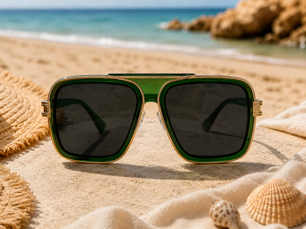 Lunettes de soleil Soléna - Monture carrée oversize vert profond