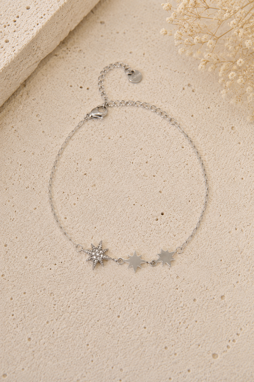 Bracelet Stella - Étoiles en acier inoxydable argenté