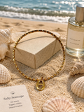 Bracelet jonc Marina en acier inoxydable doré - charm inspiration maille marine