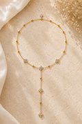 Collier de dos Célestine - Acier inoxydable doré & fleurs scintillantes