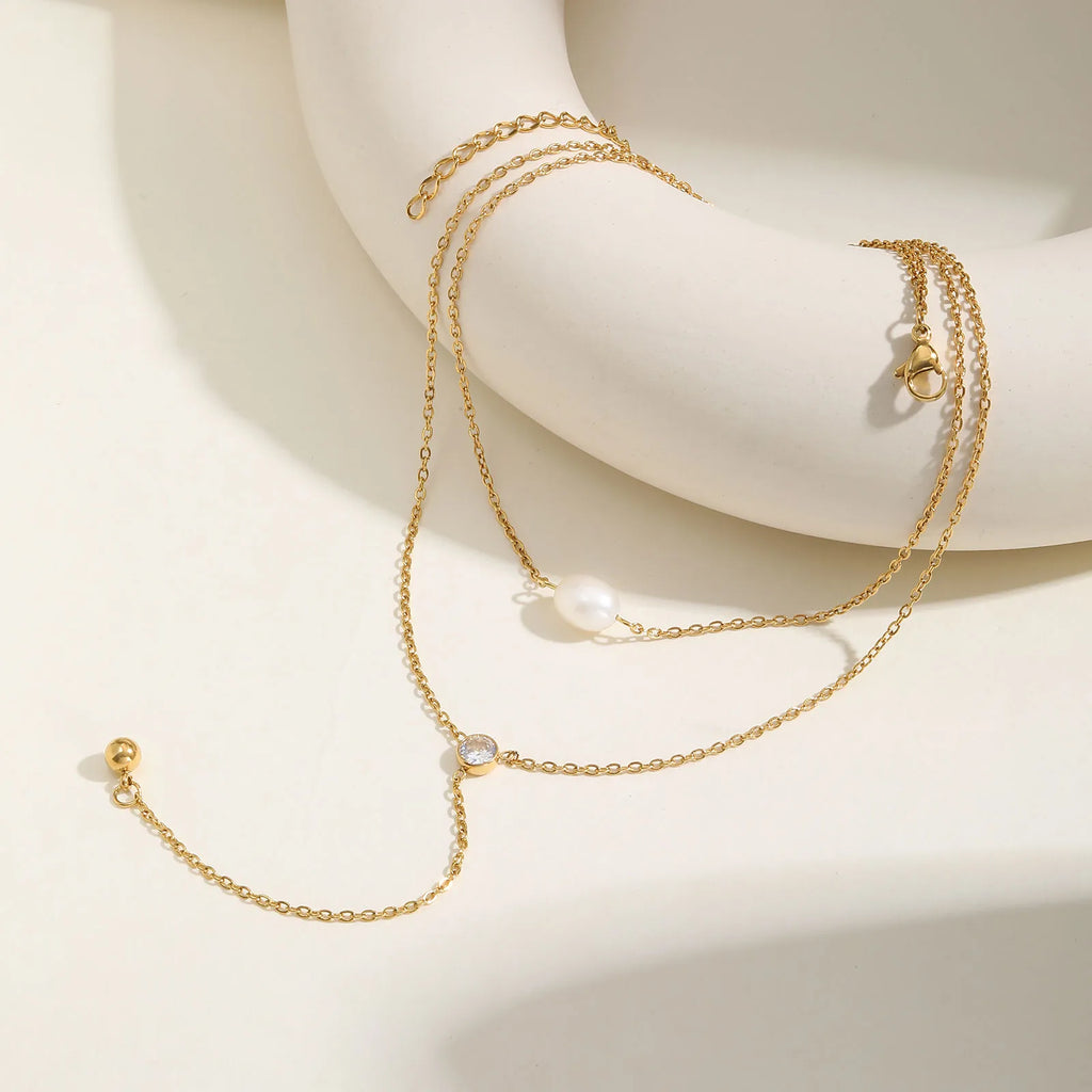 ✨ Collier double rang & pendentif perlé – Élégance minimaliste ✨