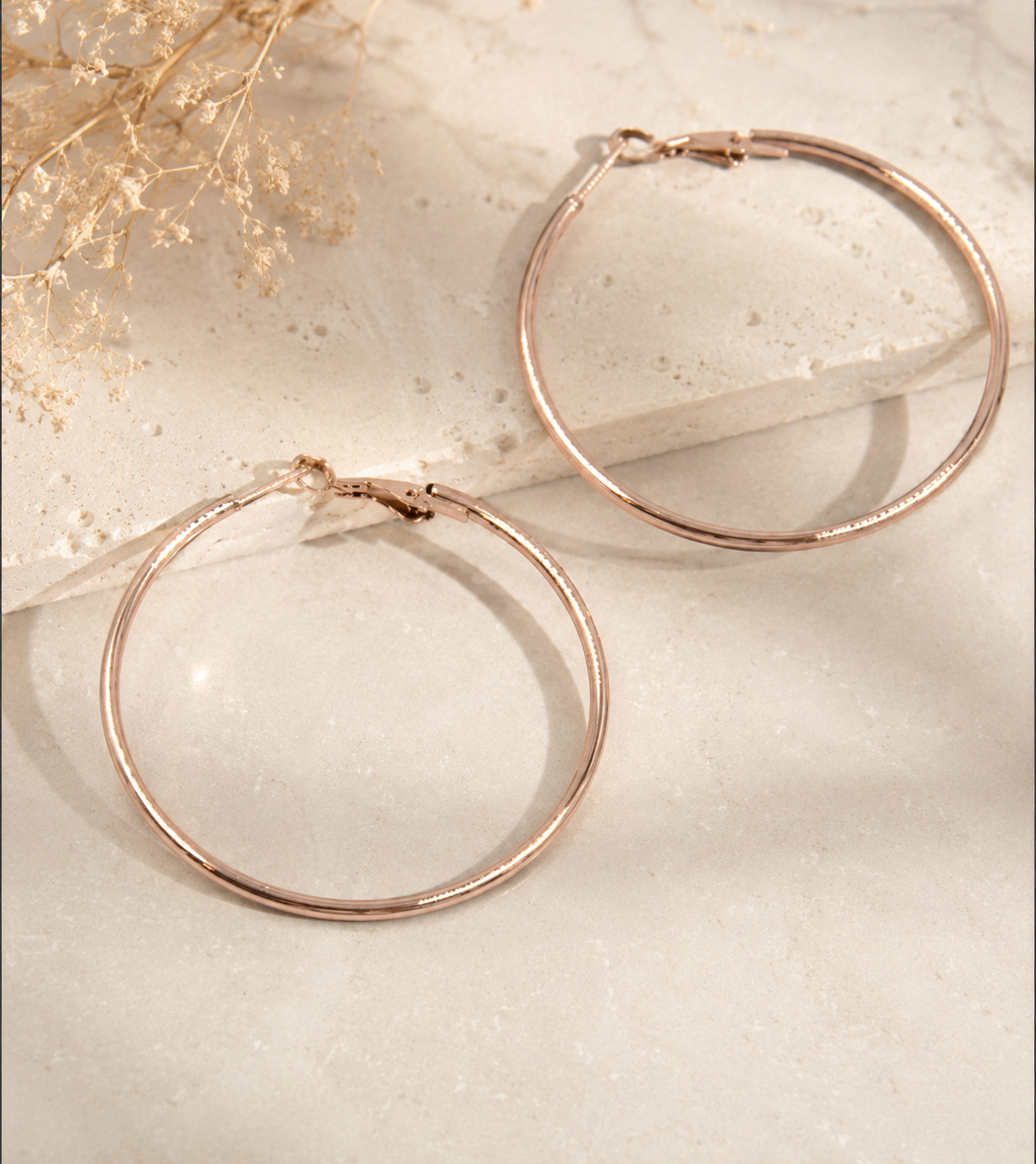 Créoles Aura - Champagne 50mm - Acier inoxydable