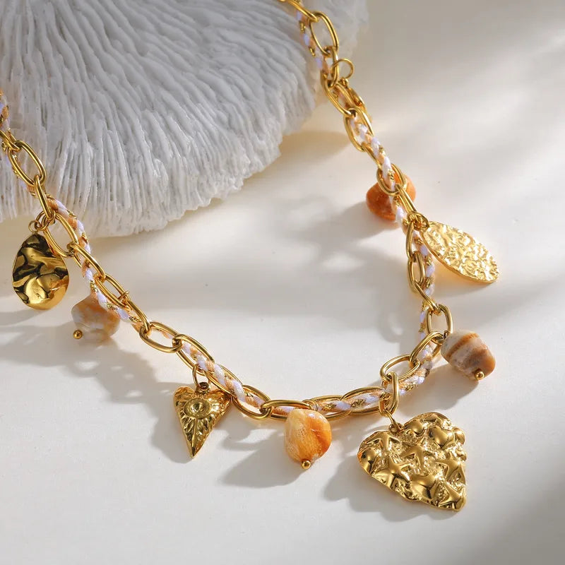 ✨ Collier multi-breloques en acier inoxydable – Esprit solaire & bohème ✨