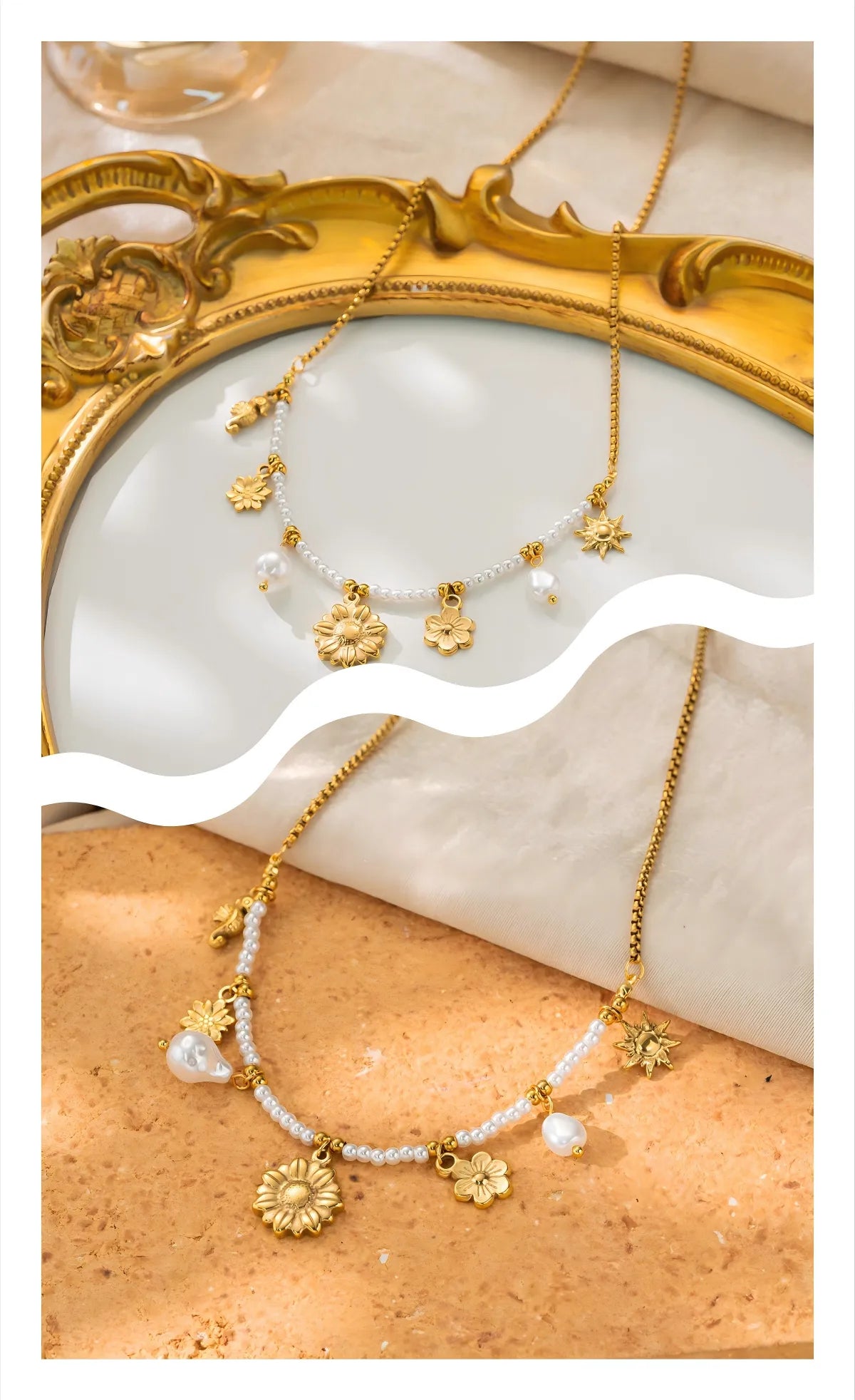 ✨ Collier multi-breloques & perles – Esprit bohème lumineux ✨