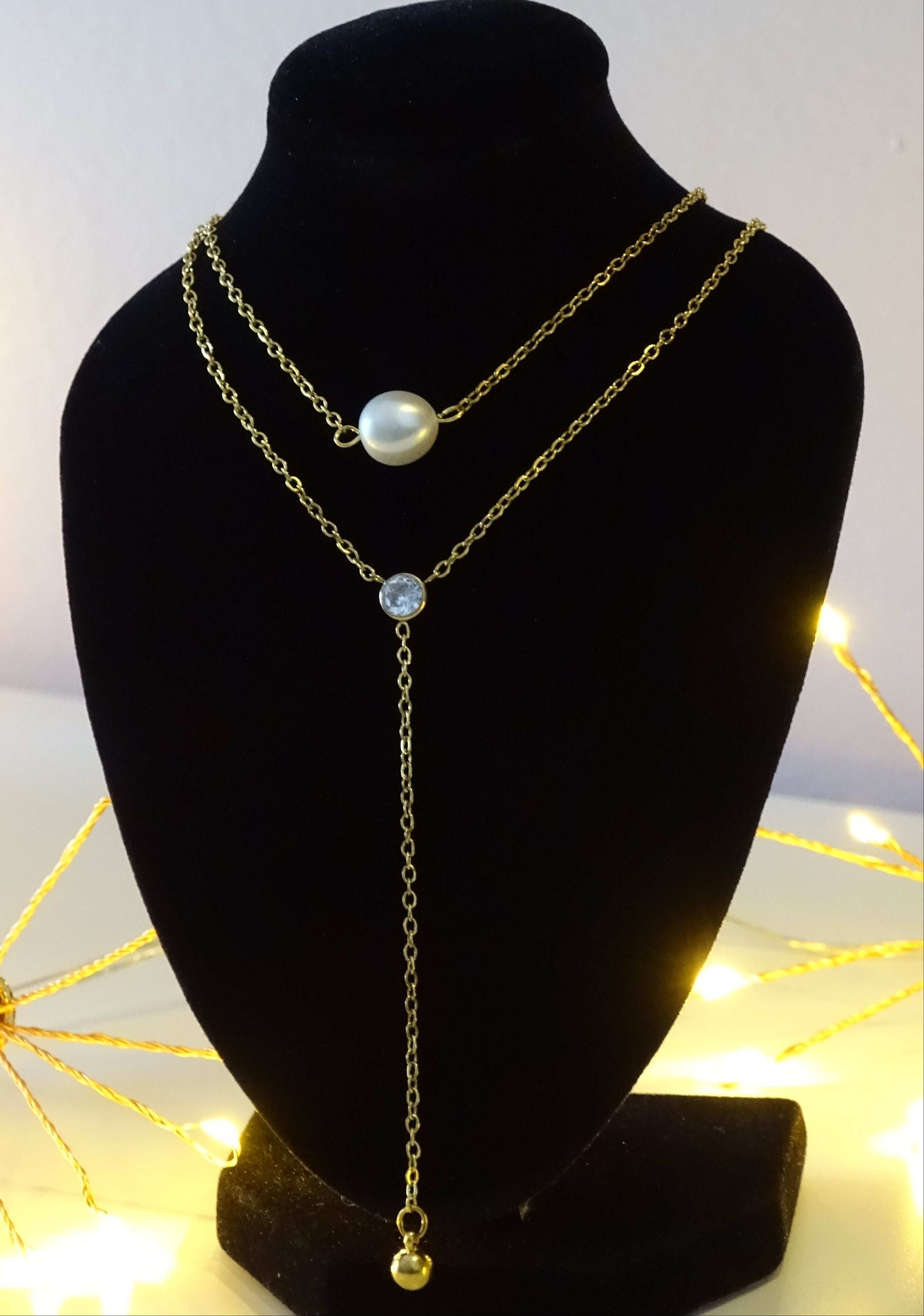 ✨ Collier double rang & pendentif perlé – Élégance minimaliste ✨