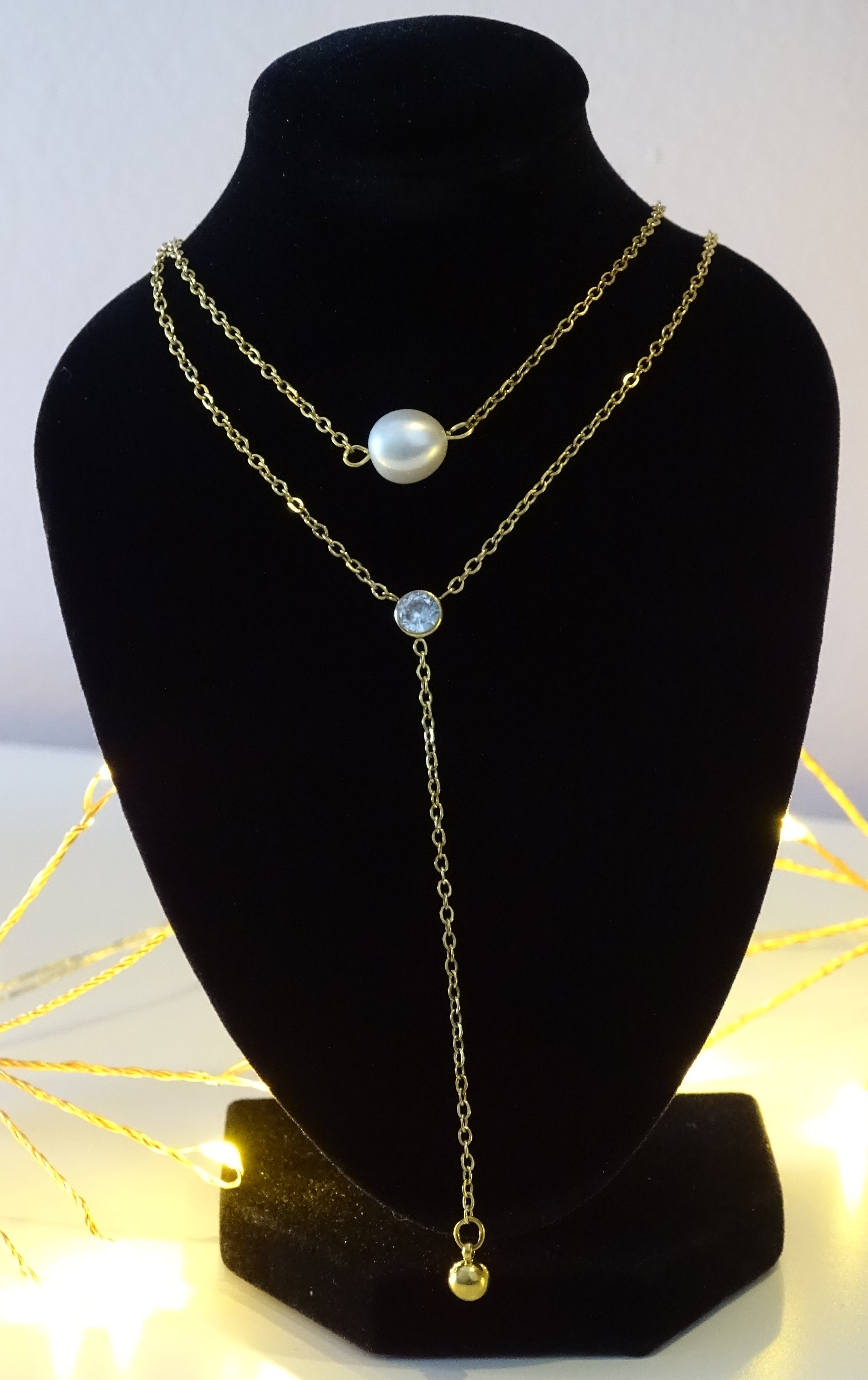 ✨ Collier double rang & pendentif perlé – Élégance minimaliste ✨