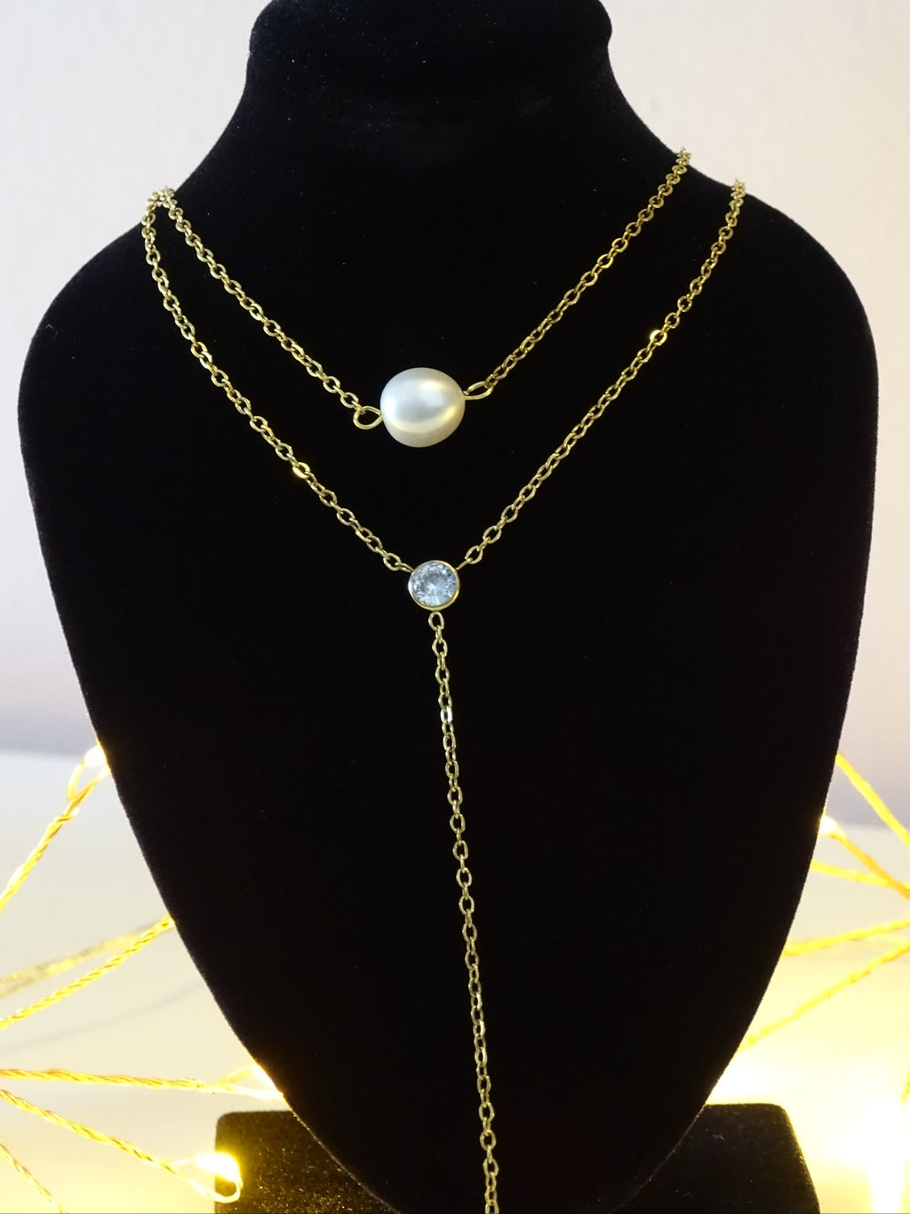 ✨ Collier double rang & pendentif perlé – Élégance minimaliste ✨