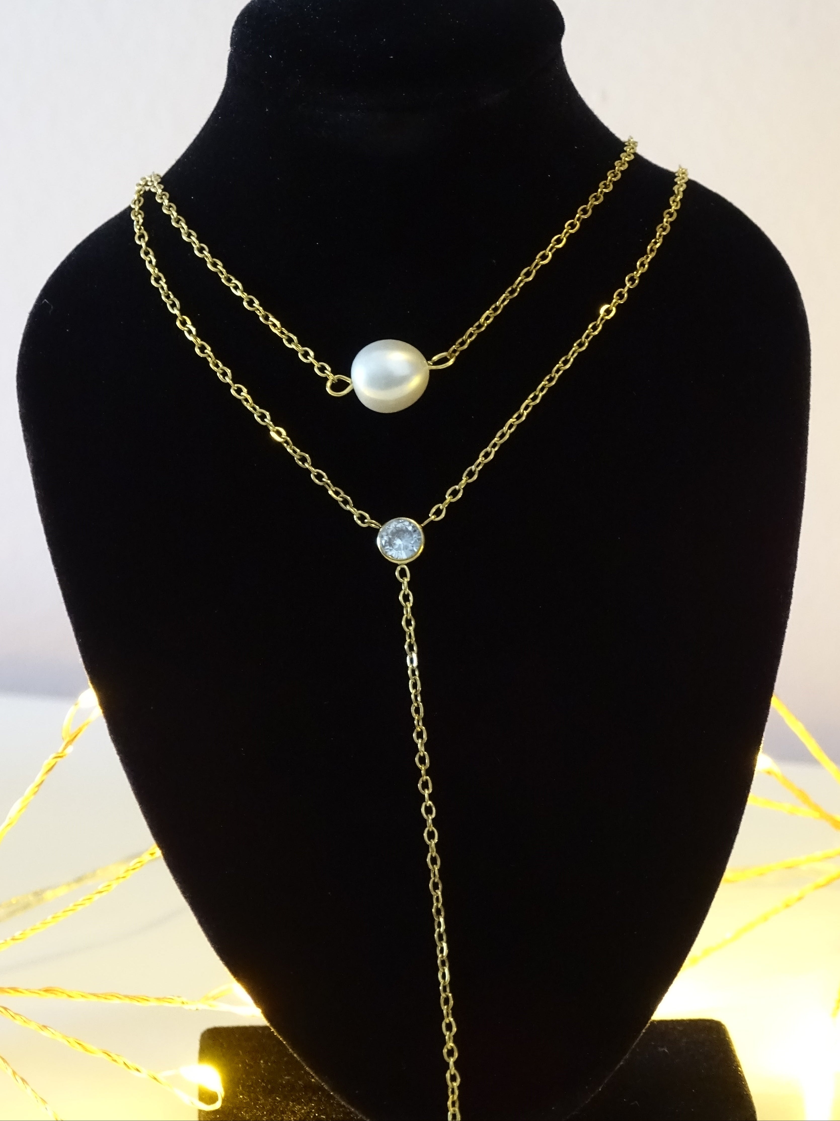 ✨ Collier double rang & pendentif perlé – Élégance minimaliste ✨