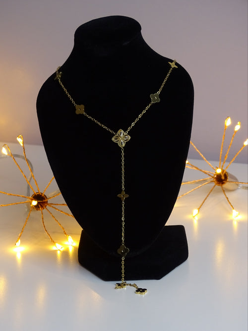Collier Trèfle en Acier Inoxydable & Zircon