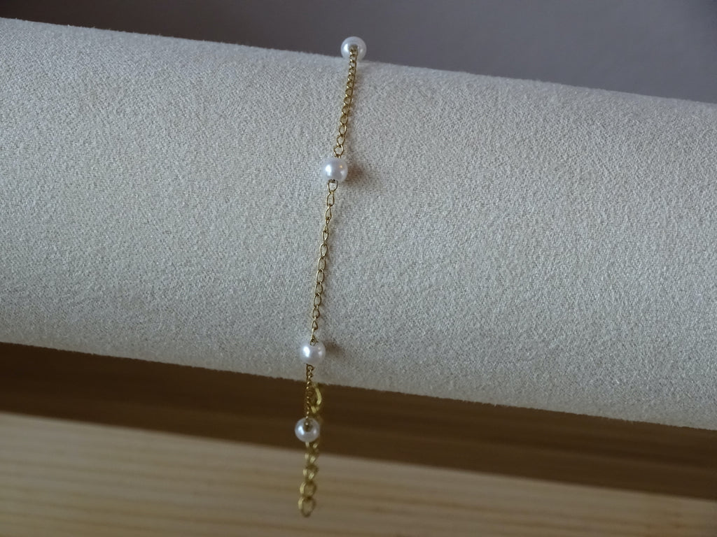 ✨Bracelet fin en acier inoxydable doré & perles - Élégance délicate  • Élina✨