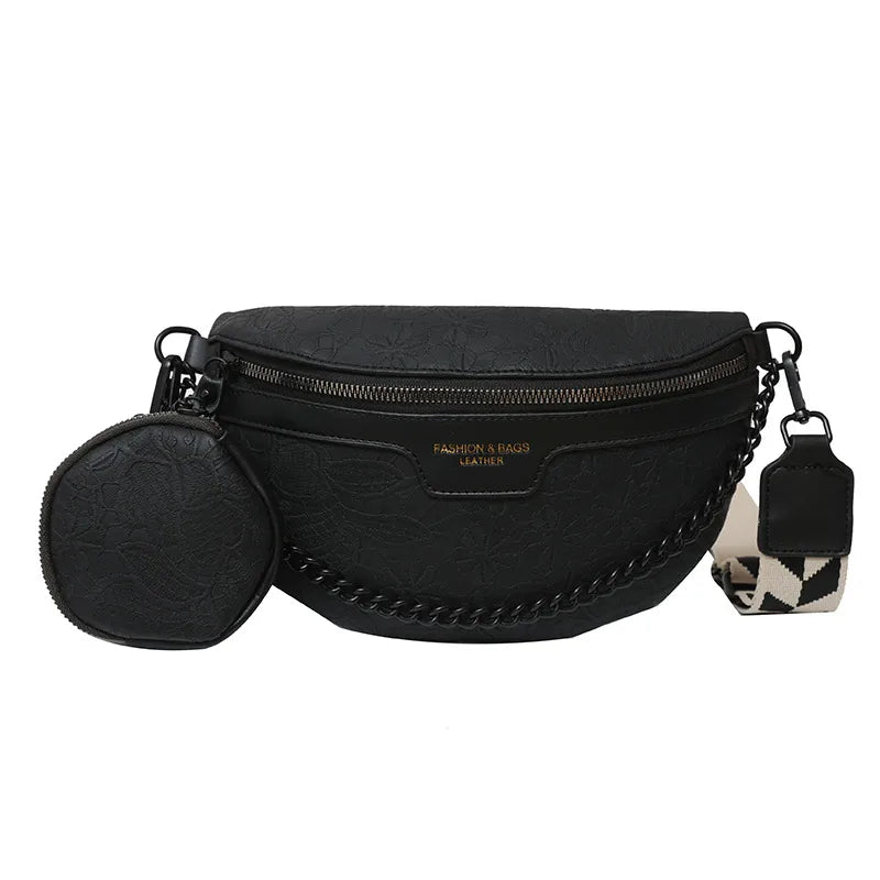 ✨ Sac banane bandoulière noir texturé – Style tendance & détails raffinés ✨