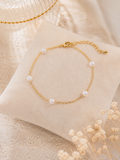 ✨Bracelet fin en acier inoxydable doré & perles - Élégance délicate  • Élina✨