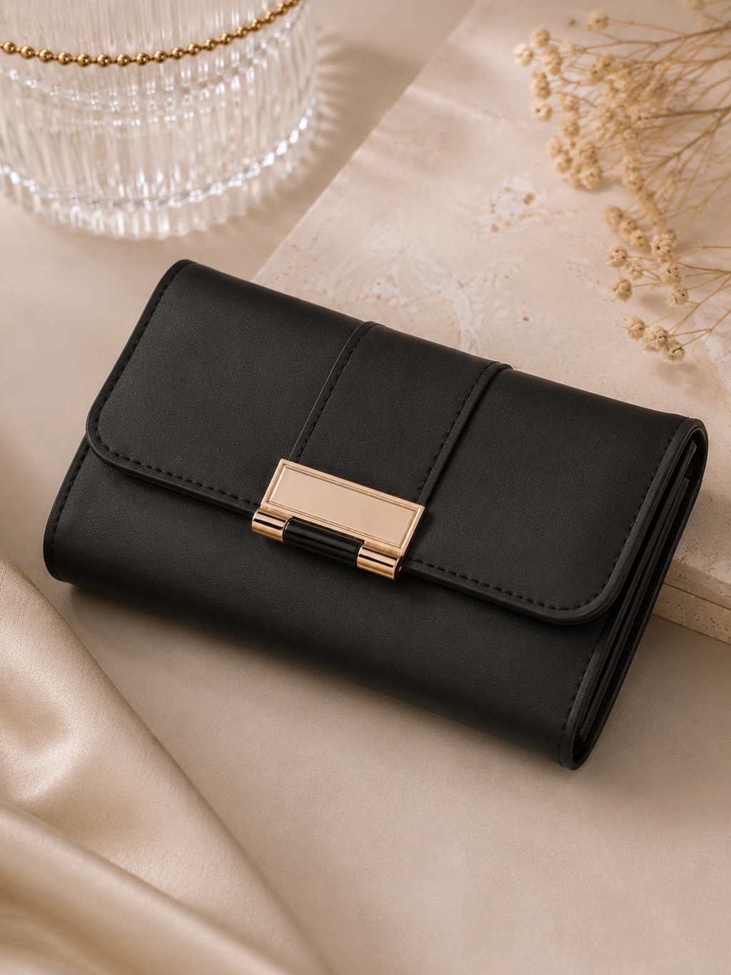 ✨Portefeuille femme noir en simili cuir – Élégant & multifonction • Nélya✨