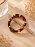 ✨ Bracelet jonc effet acajou et finitions dorées – Élégance chaleureuse • Ambréa ✨