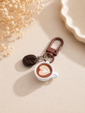 ✨Porte-clés tasse café blanc & grains – Accessoire gourmand et original • Cafféa✨