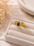 ✨ Bague dorée & cabochon noir nacré – Élégance intemporelle ✨