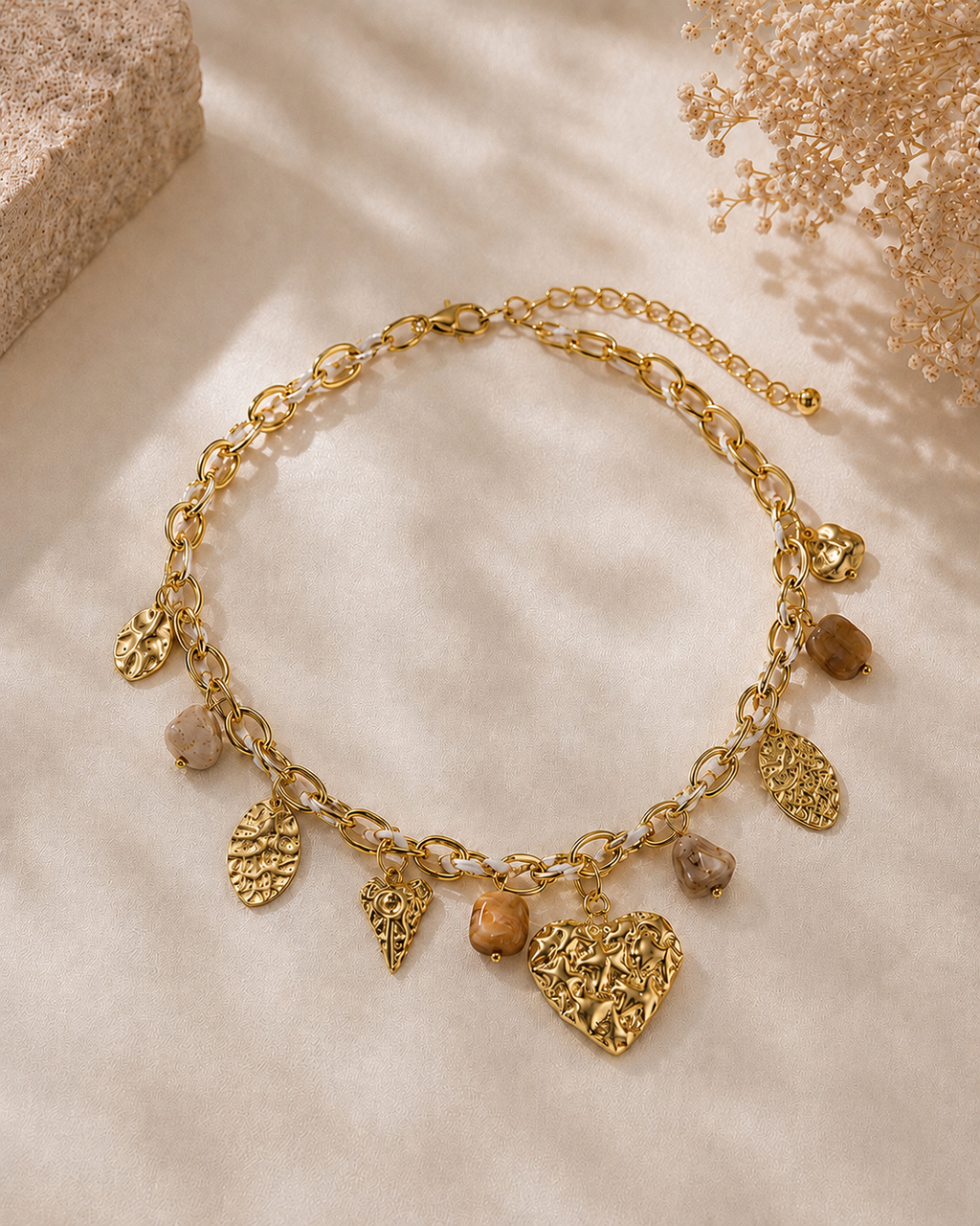✨ Collier multi-breloques en acier inoxydable – Esprit solaire & bohème ✨
