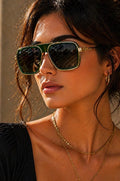 Lunettes de soleil Soléna - Monture carrée oversize vert profond