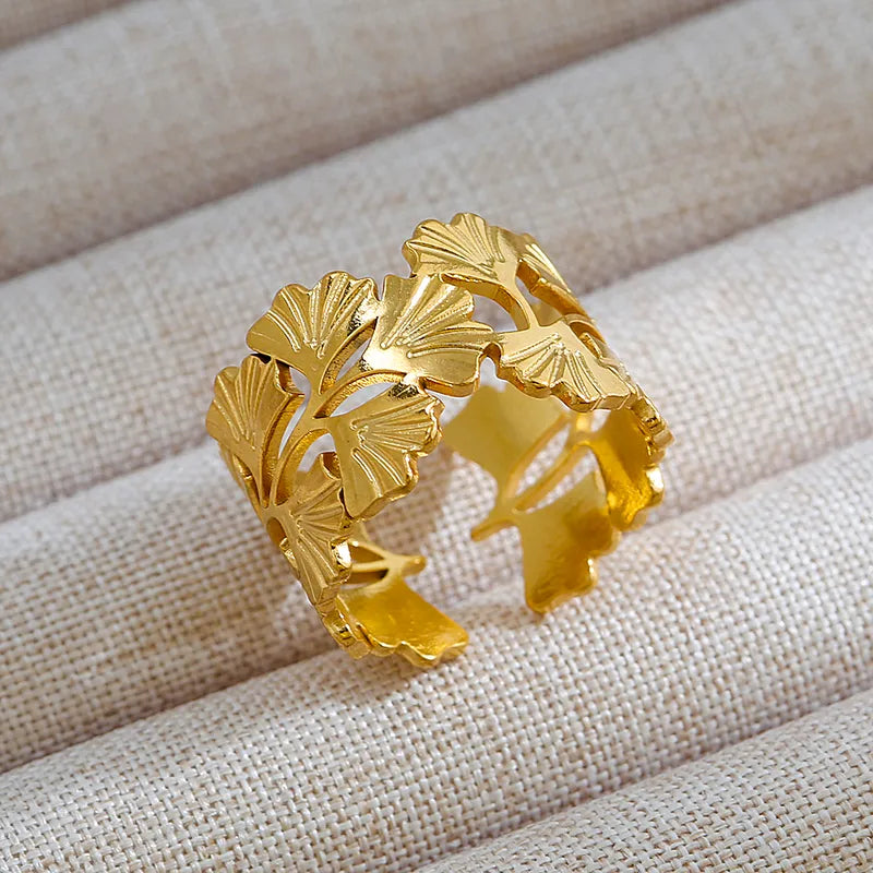 ✨ Bague feuilles dorées – Charme naturel & raffiné ✨
