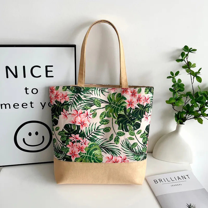 ✨Sac de plage en toile imprimé tropical – Grand format & style estival • Calyra✨