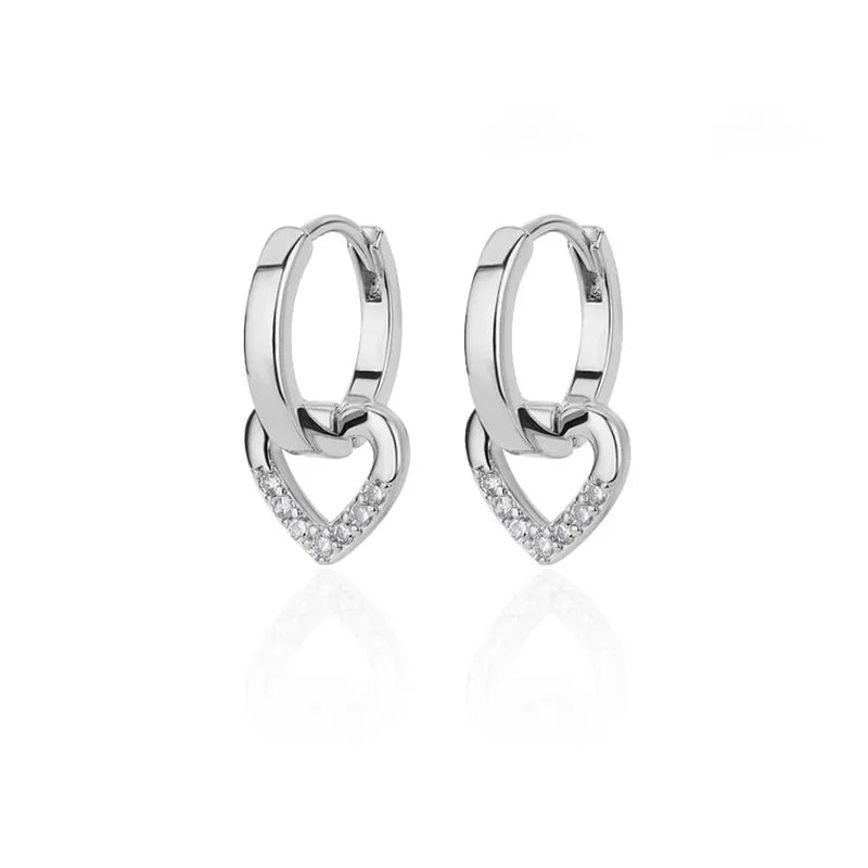 ✨ Boucles d’oreilles créoles cœur & zircons – Élégance lumineuse ✨