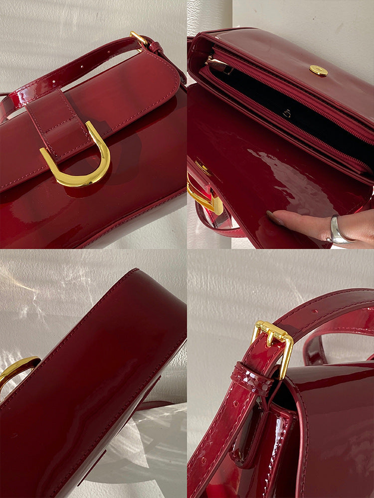 ✨ Sac d’épaule élégant en simili cuir – Rouge cerise intense ✨
