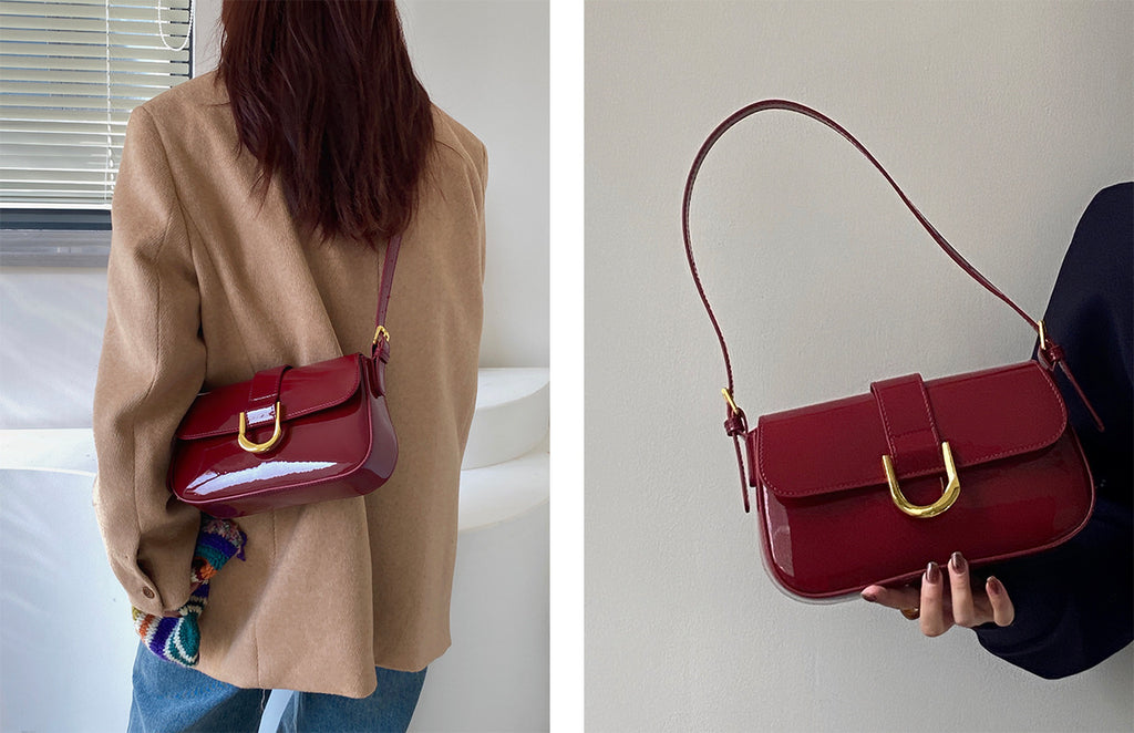 ✨ Sac d’épaule élégant en simili cuir – Rouge cerise intense ✨