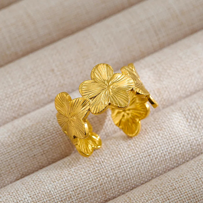 ✨ Bague fleurs dorées – Charme naturel & délicatesse ✨