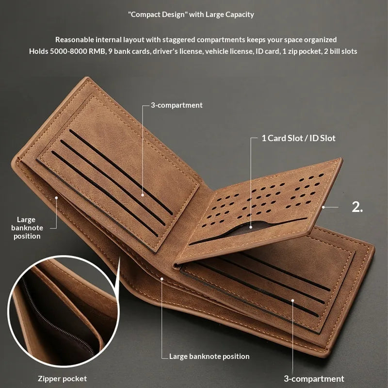 Portefeuille homme compact en similicuir élégant • Héritage